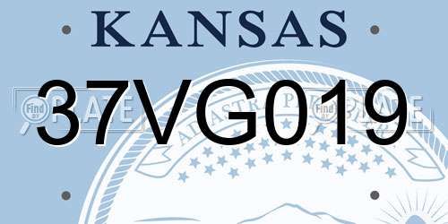 37VG019 Kansas License Plate