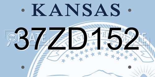 37ZD152 Kansas License Plate