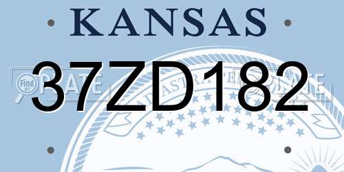37ZD182 Kansas License Plate