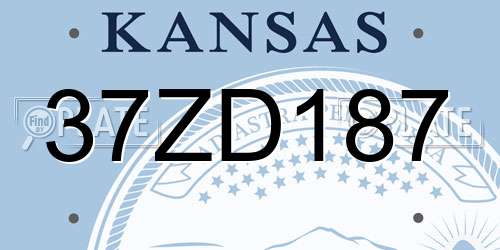 37ZD187 Kansas License Plate