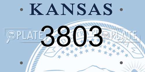 3803 Kansas License Plate