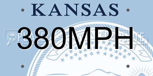 380MPH Kansas License Plate
