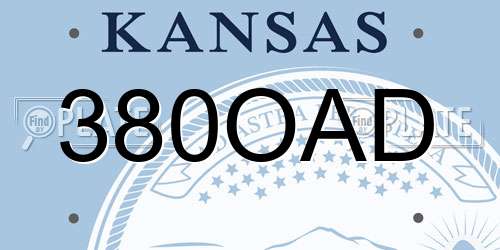 380OAD Kansas License Plate