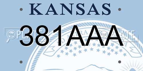 381AAA Kansas License Plate