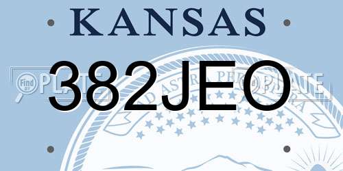 382JEO Kansas License Plate