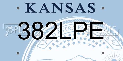 382LPE Kansas License Plate