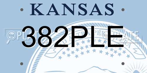 382PLE Kansas License Plate
