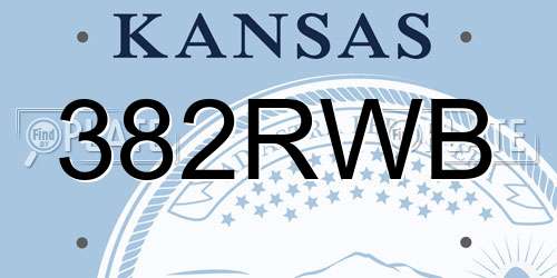 382RWB Kansas License Plate