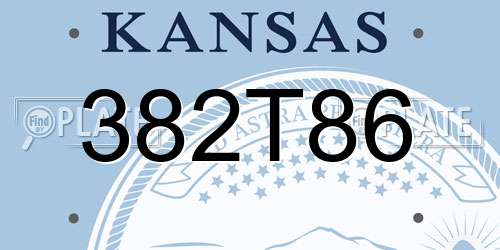 382T86 Kansas License Plate