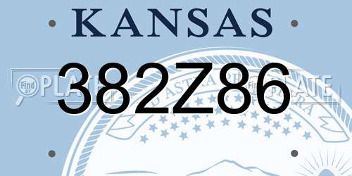 382Z86 Kansas License Plate