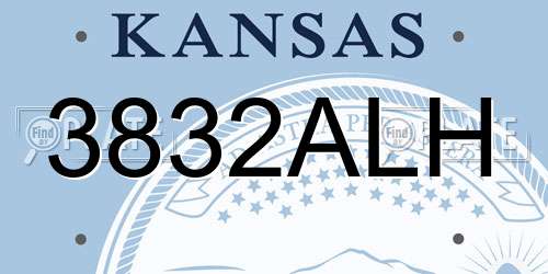 3832ALH Kansas License Plate