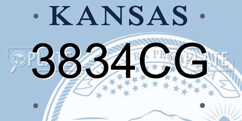3834CG Kansas License Plate