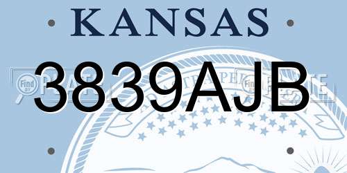 3839AJB Kansas License Plate