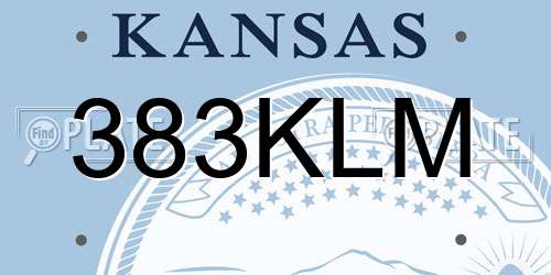 383KLM Kansas License Plate