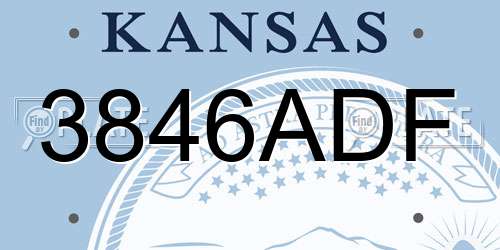 3846ADF Kansas License Plate
