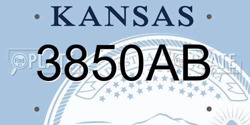 3850AB Kansas License Plate