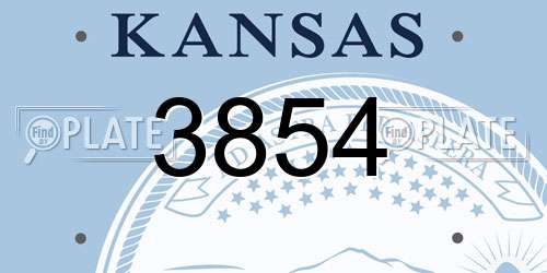3854 Kansas License Plate