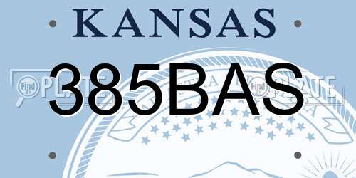 385BAS Kansas License Plate