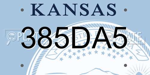 385DA5 Kansas License Plate