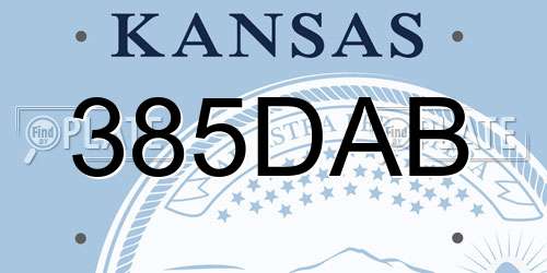 385DAB Kansas License Plate