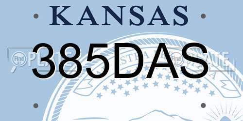385DAS Kansas License Plate