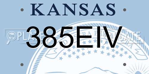 385EIV Kansas License Plate