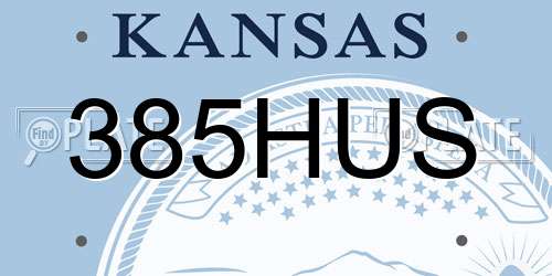 385HUS Kansas License Plate