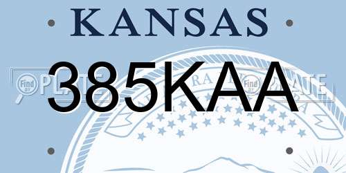 385KAA Kansas License Plate