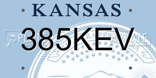 385KEV Kansas License Plate