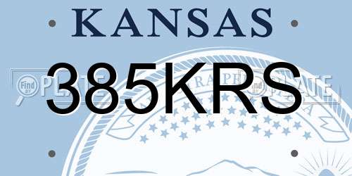 385KRS Kansas License Plate