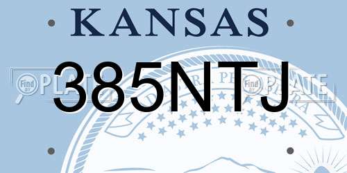 385NTJ Kansas License Plate