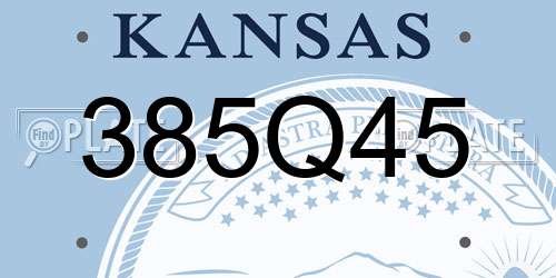 385Q45 Kansas License Plate