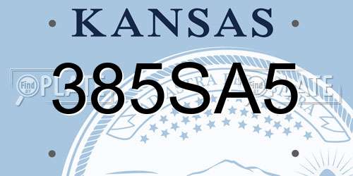 385SA5 Kansas License Plate