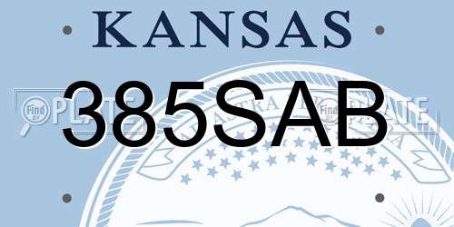 385SAB Kansas License Plate