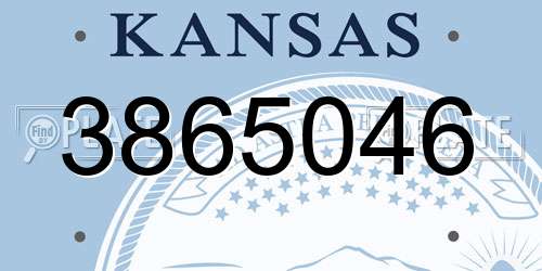 3865046 Kansas License Plate