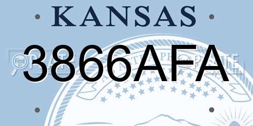 3866AFA Kansas License Plate