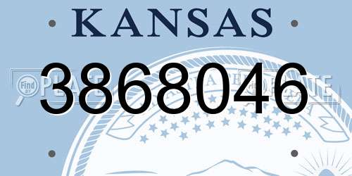 3868046 Kansas License Plate