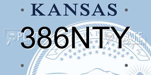 386NTY Kansas License Plate