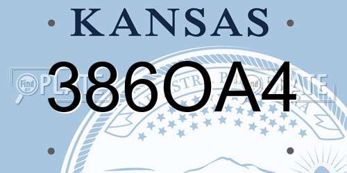 386OA4 Kansas License Plate