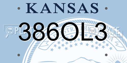 386OL3 Kansas License Plate