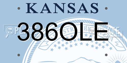 386OLE Kansas License Plate