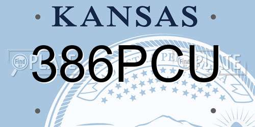 386PCU Kansas License Plate