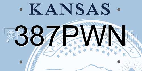 387PWN Kansas License Plate