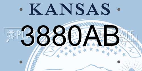 3880AB Kansas License Plate