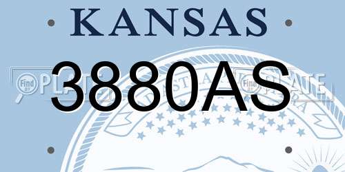 3880AS Kansas License Plate