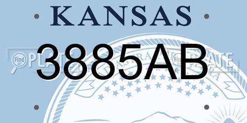 3885AB Kansas License Plate