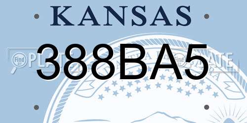 388BA5 Kansas License Plate