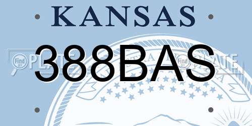 388BAS Kansas License Plate