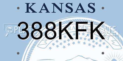 388KFK Kansas License Plate