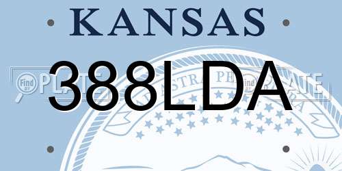 388LDA Kansas License Plate